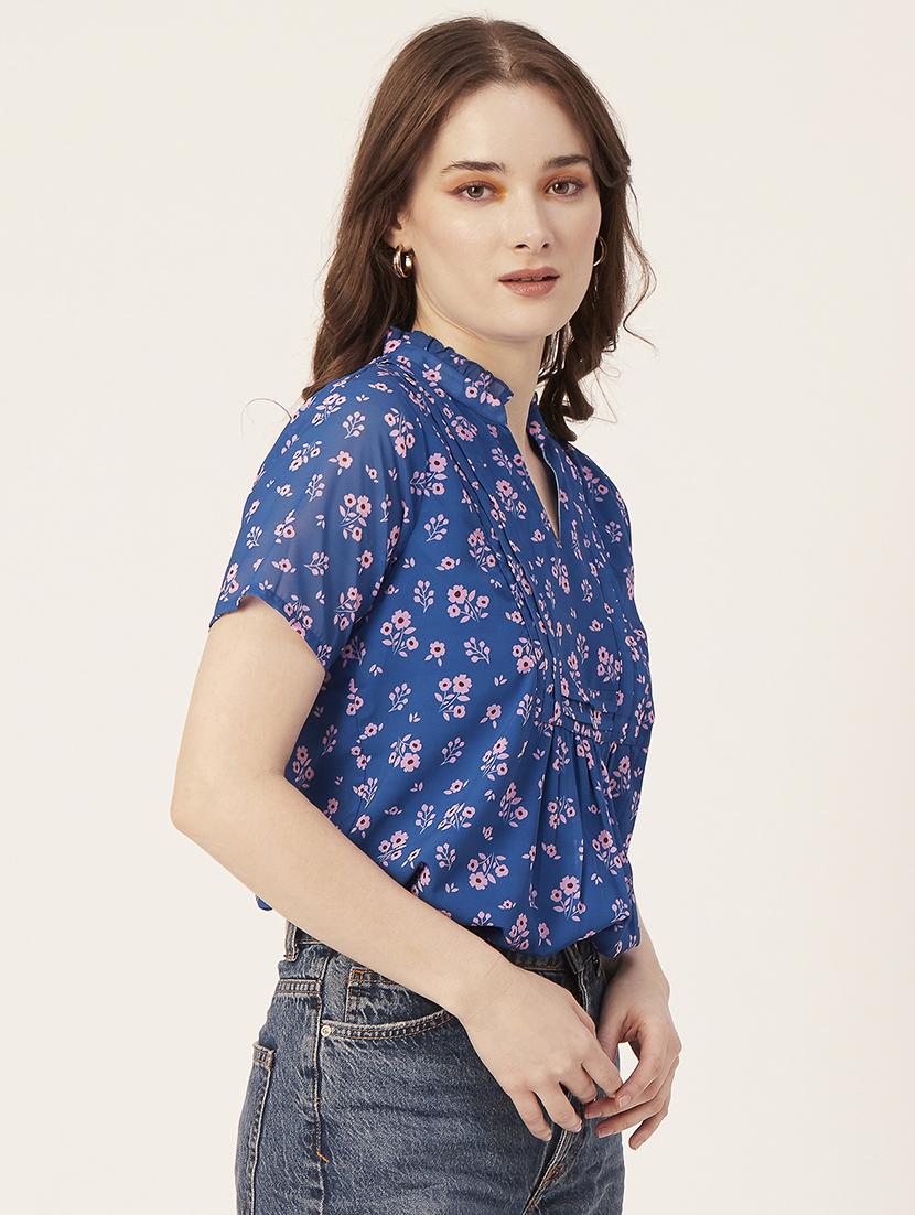 women's crop mandarin neck top - 20149017 - Standard Image - 2
