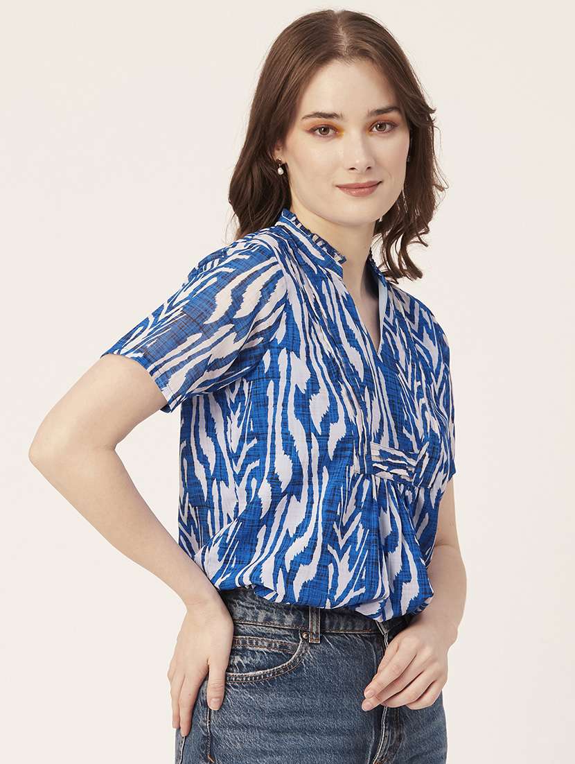 women's straight mandarin neck top - 20149018 -  Standard Image - 2