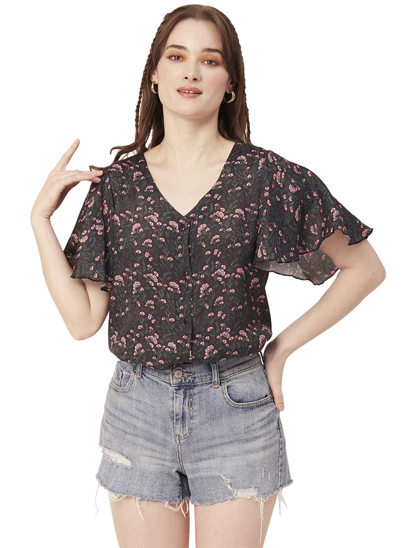 women's blouson v neck top