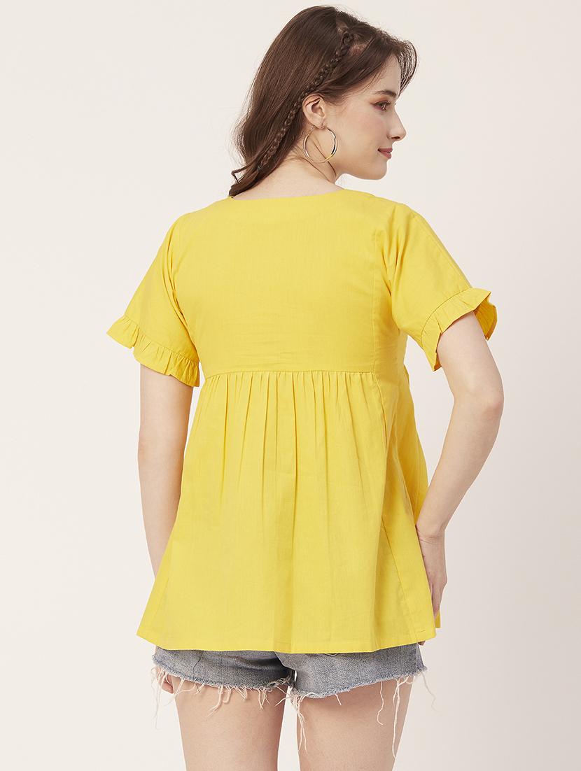 women's flared v neck top - 20149035 - Standard Image - 2