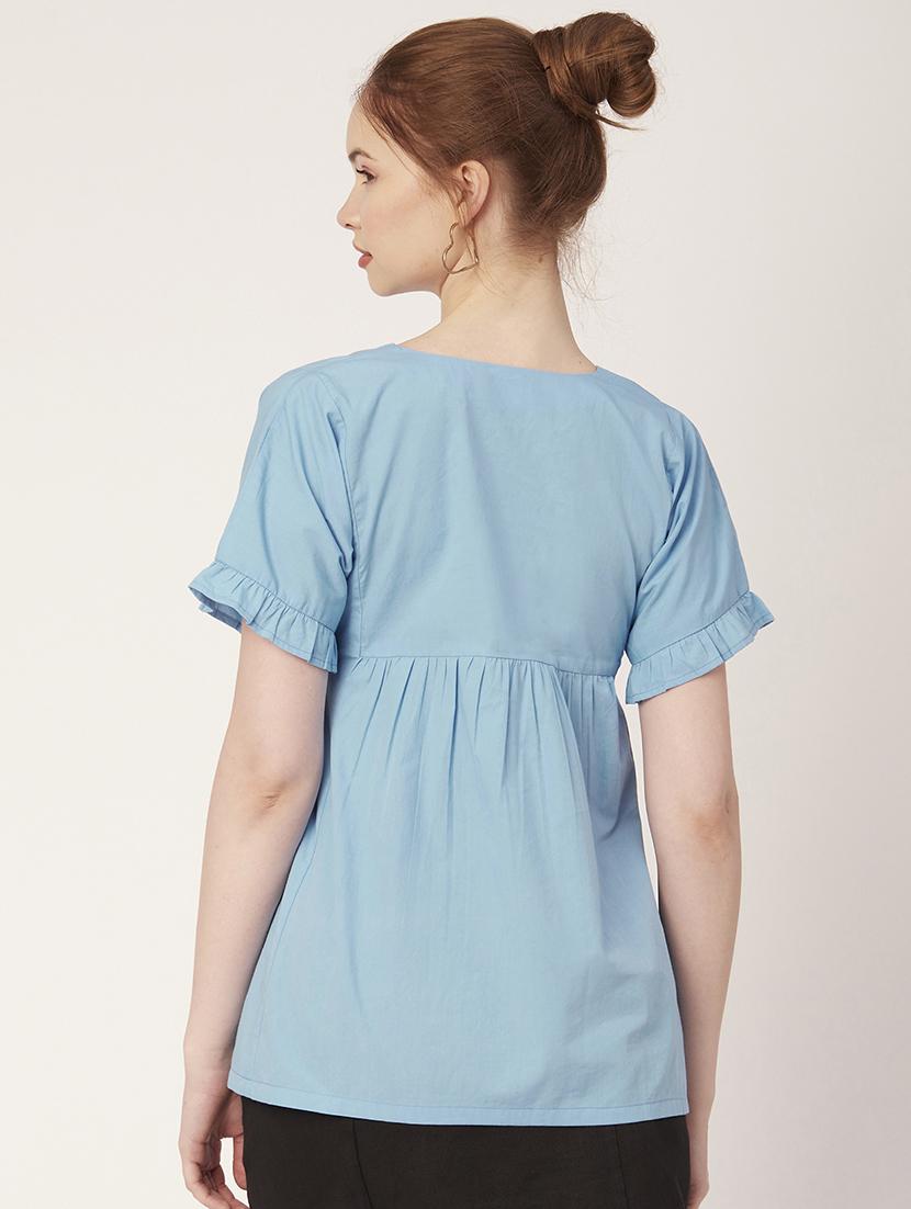 women's peplum v neck top - 20149037 - Standard Image - 2