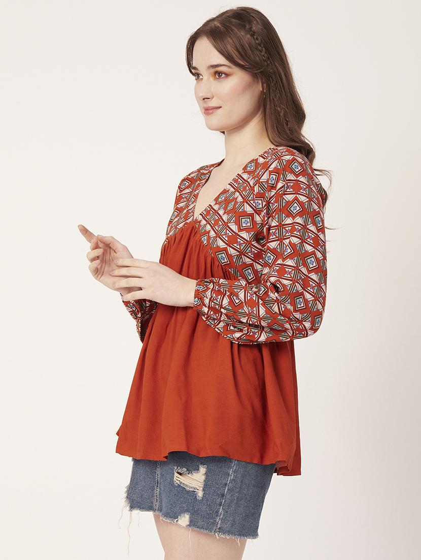 women's a line v neck top - 20149051 - Standard Image - 2