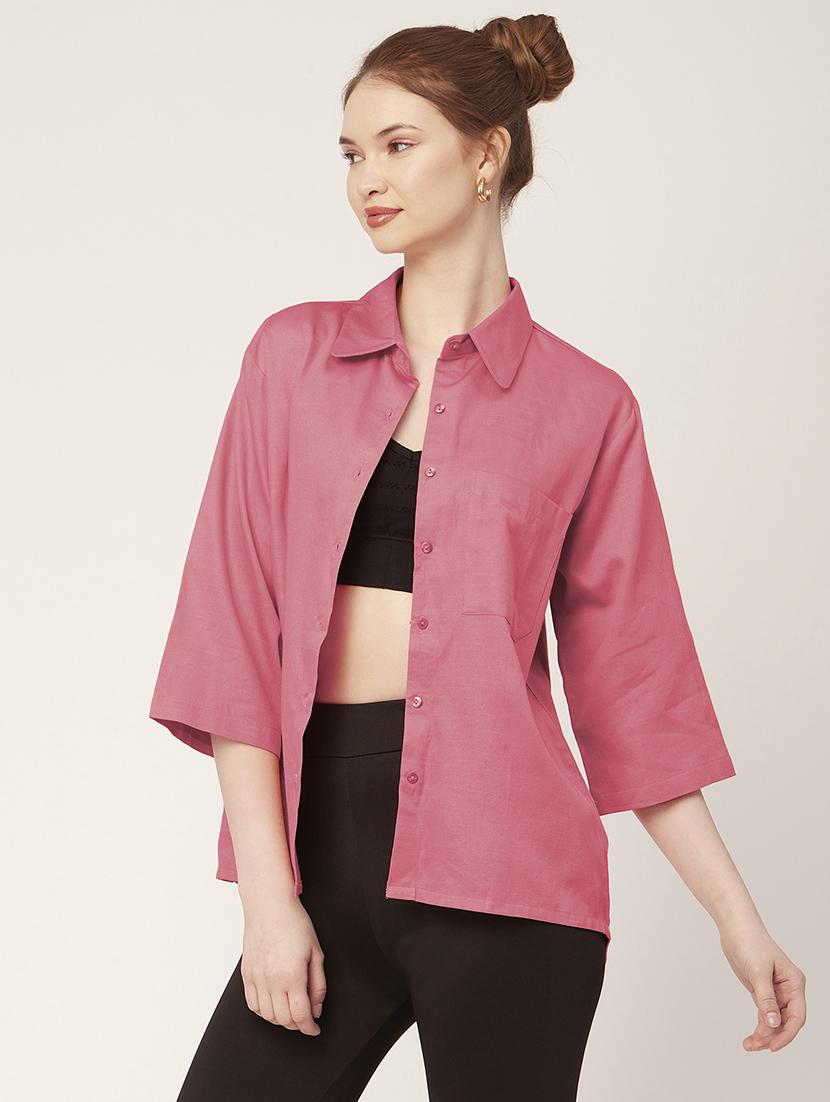 pink cotton regular shirt - 20149059 - Standard Image - 2