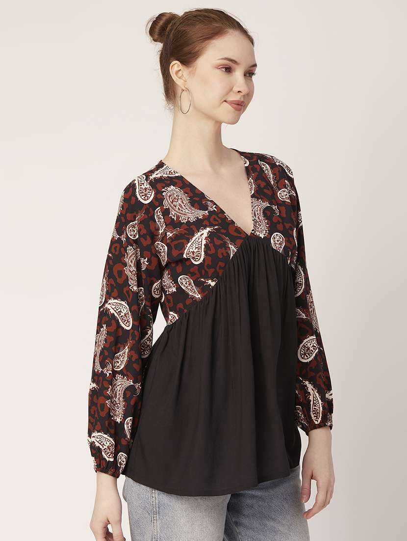 women's a line v neck top - 20149093 - Standard Image - 2