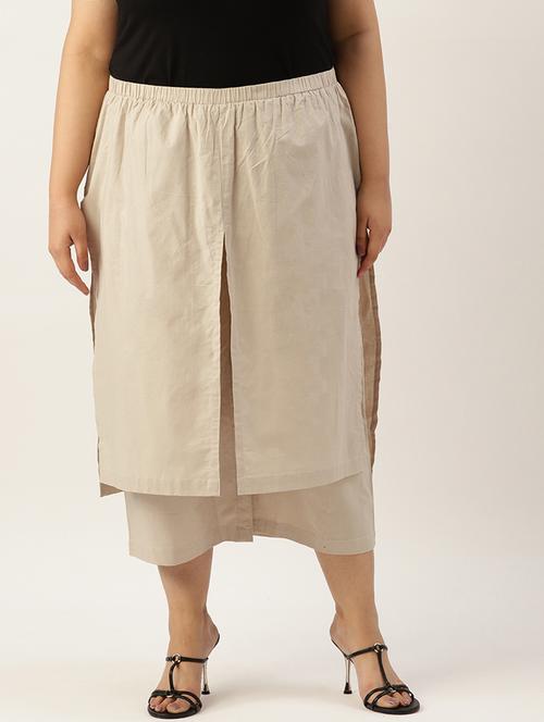 beige solid plus trouser - 20149241 - Standard Image - 0