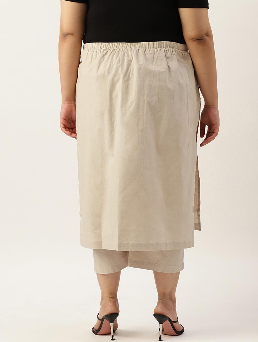 beige solid plus trouser - 20149241 - Standard Image - 2