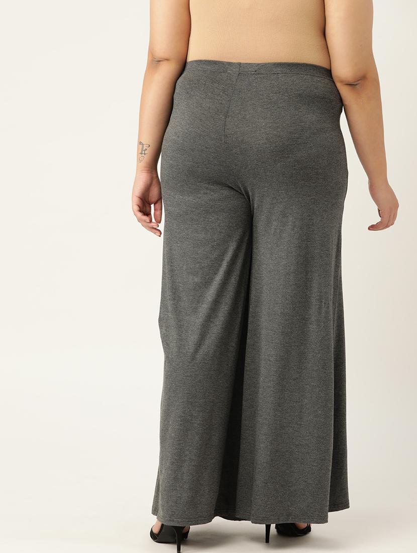 grey solid viscose palazzo - 20150025 - Standard Image - 2