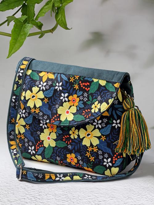 green cotton polyester blend sling bag - 20150029 - Standard Image - 0