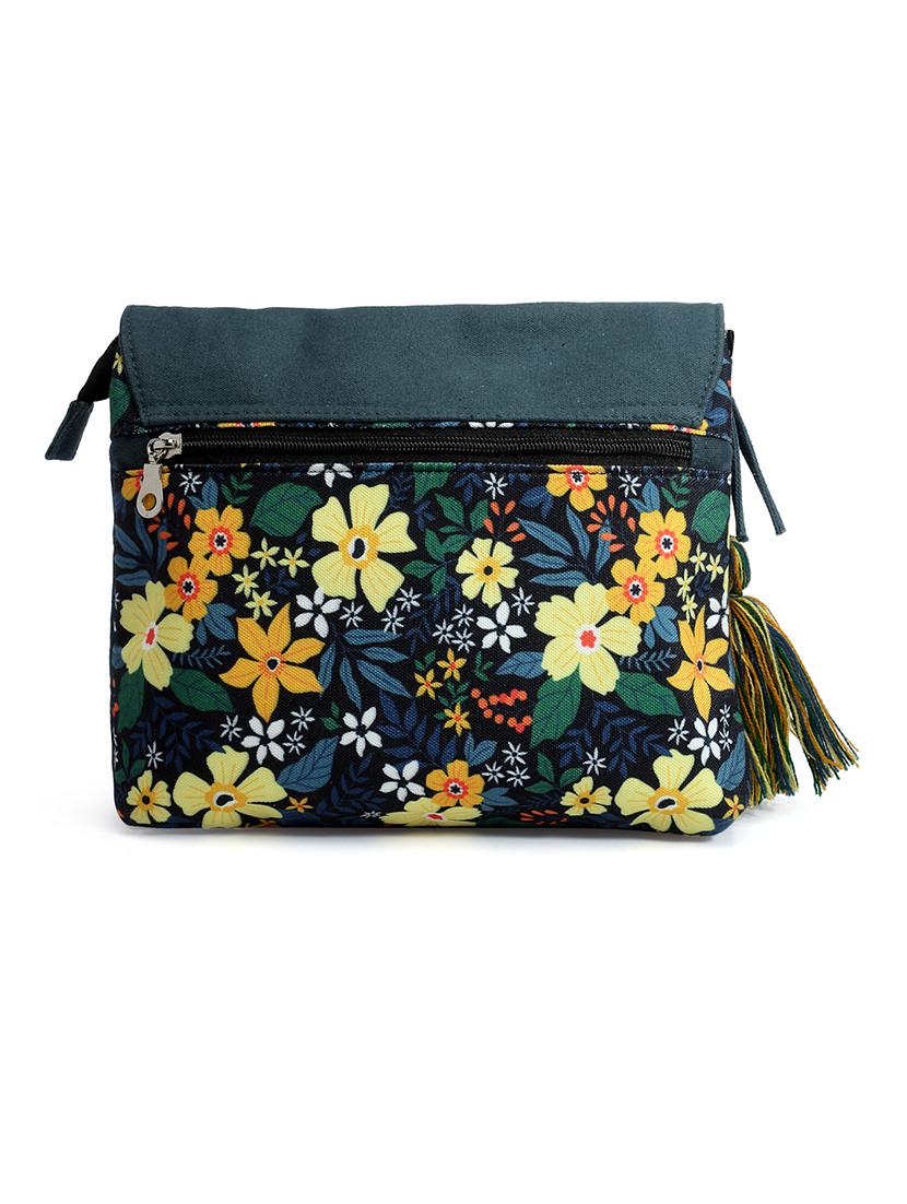 green cotton polyester blend sling bag - 20150029 - Standard Image - 2