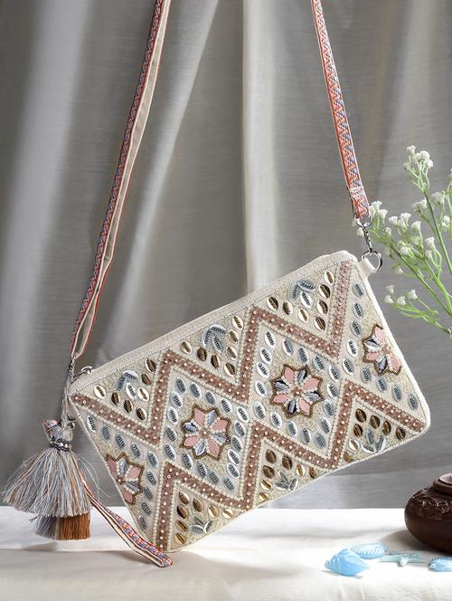cream cotton sling bag - 20150031 -  Standard Image - 0