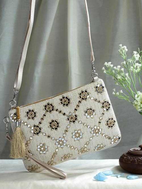beige cotton sling bag - 20150033 - Standard Image - 0