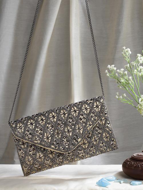 gold satin sling bag - 20150052 - Standard Image - 0