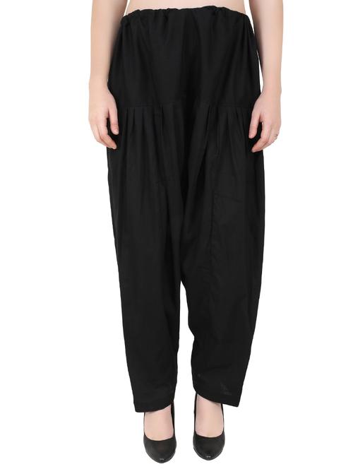 black cotton blend regular salwars - 20150171 - Standard Image - 0