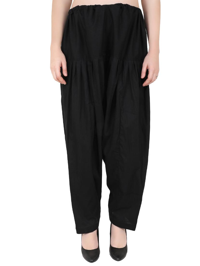 black cotton blend regular salwars - 20150171 - Zoom Image - 0