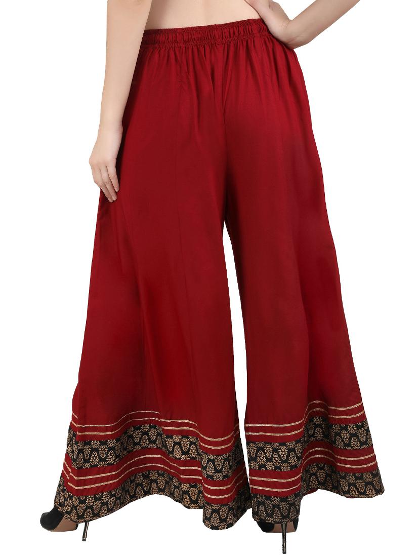 self design flared regular palazzo - 20150200 - Standard Image - 2