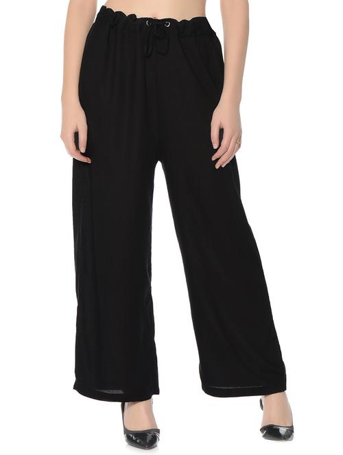 black solid straight fit relaxed palazzo - 20150302 - Standard Image - 0