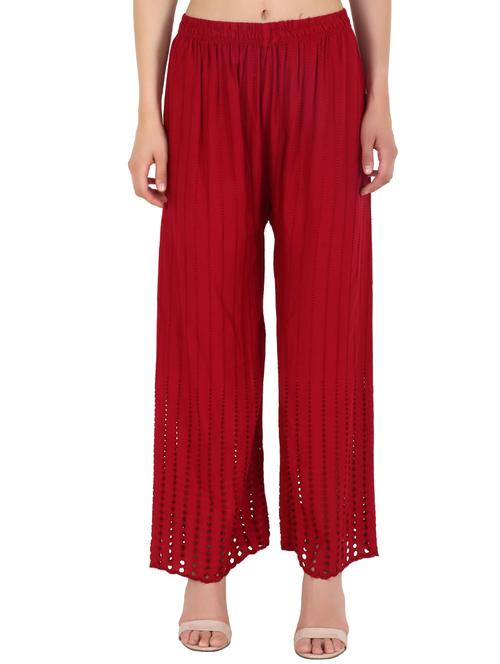 red solid straight fit relaxed palazzo - 20150315 -  Standard Image - 0