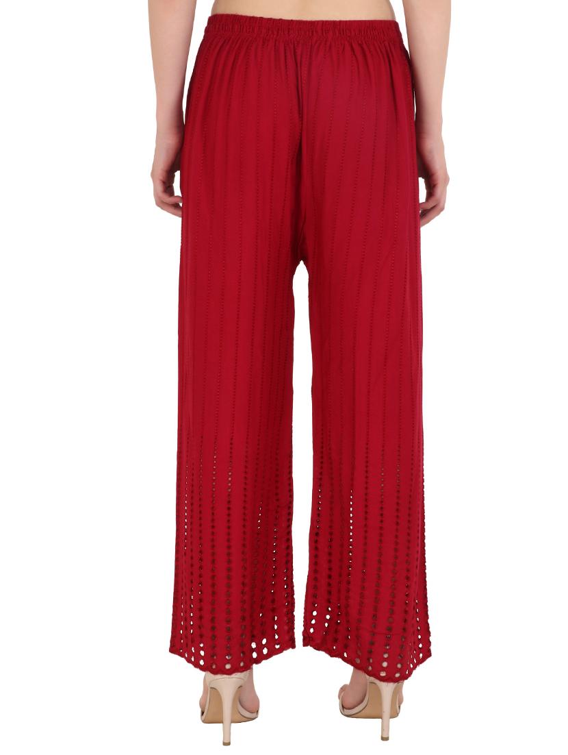 red solid straight fit relaxed palazzo - 20150315 - Standard Image - 2