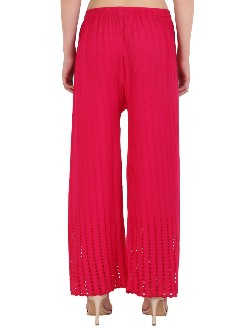 red solid straight fit relaxed palazzo - 20150317 - Standard Image - 2