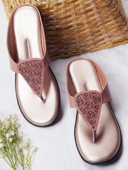 peach fabric slip on sandals - 20151184 -  Standard Image - 0