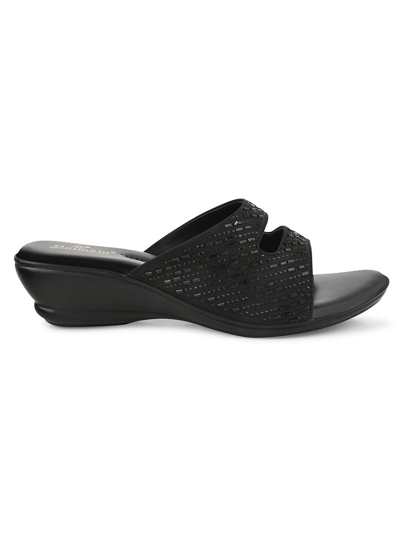 black fabric slip on sandals - 20151191 - Standard Image - 2