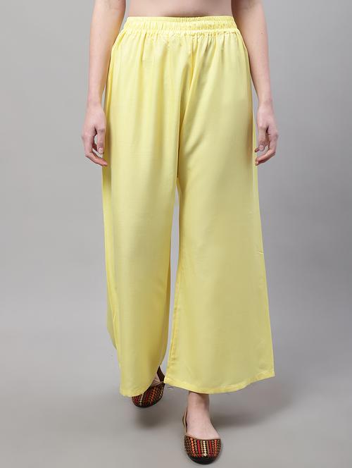 yellow rayon palazzos - 20151937 - Standard Image - 0