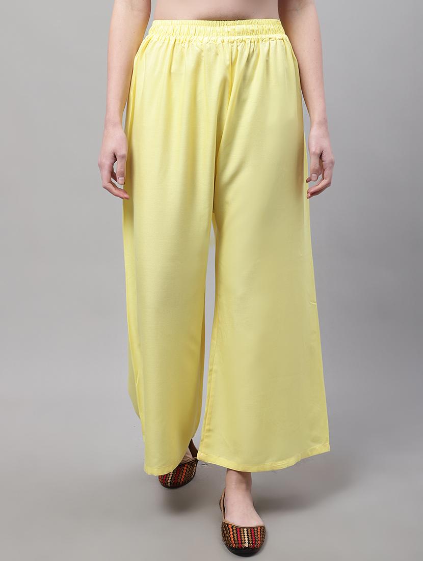 yellow rayon palazzos - 20151937 - Zoom Image - 0