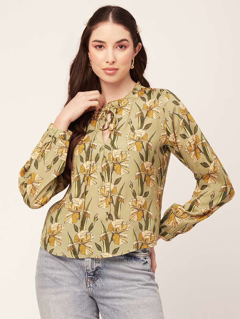 women's straight tie-up neck top