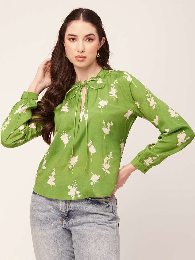 women's straight tie-up neck top