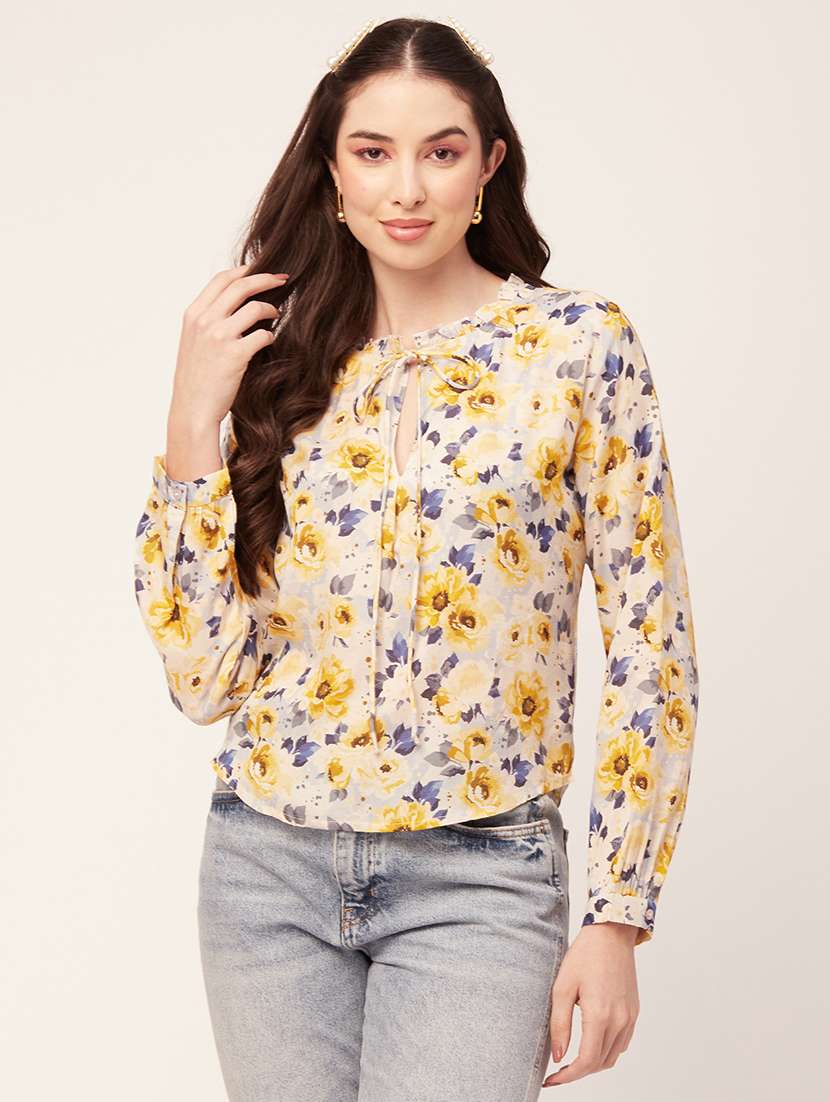 women's straight tie-up neck top