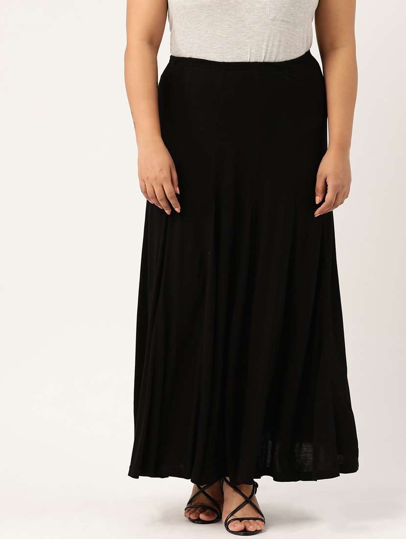 black viscose flared skirts