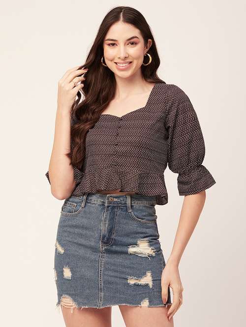women's crop sweetheart neck top - 20152430 - Standard Image - 0
