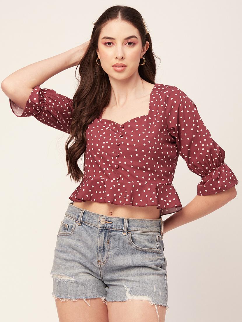 women's crop sweetheart neck top - 20152434 - Zoom Image - 0