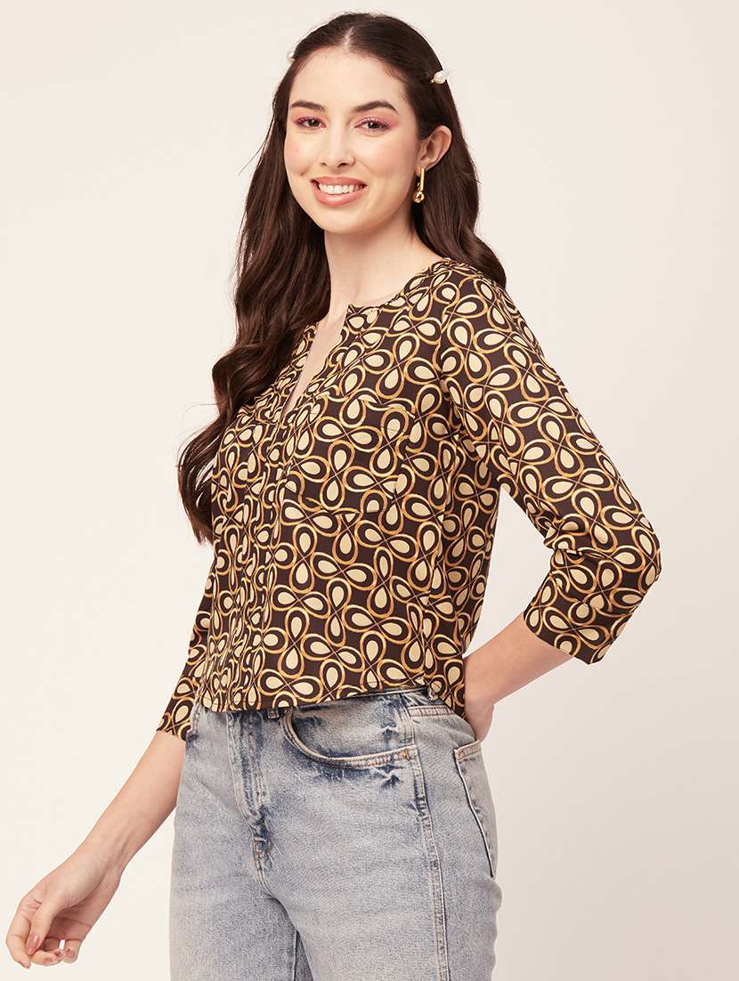 women's crop notch neck top - 20152436 -  Standard Image - 2