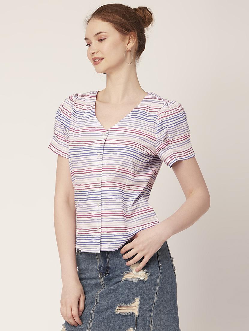 women's straight v neck top - 20152446 - Standard Image - 2