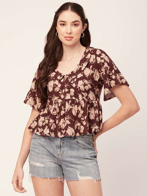 women's peplum lapel neck top - 20152451 - Standard Image - 0