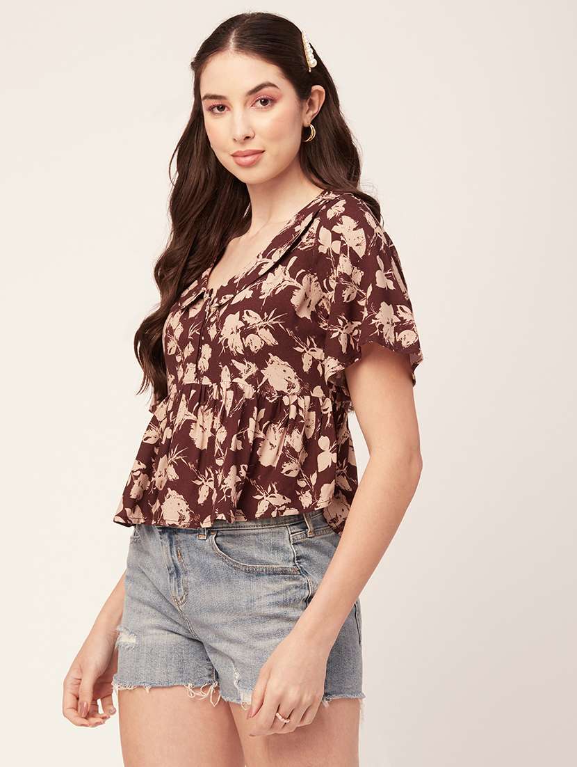 women's peplum lapel neck top - 20152451 - Standard Image - 2