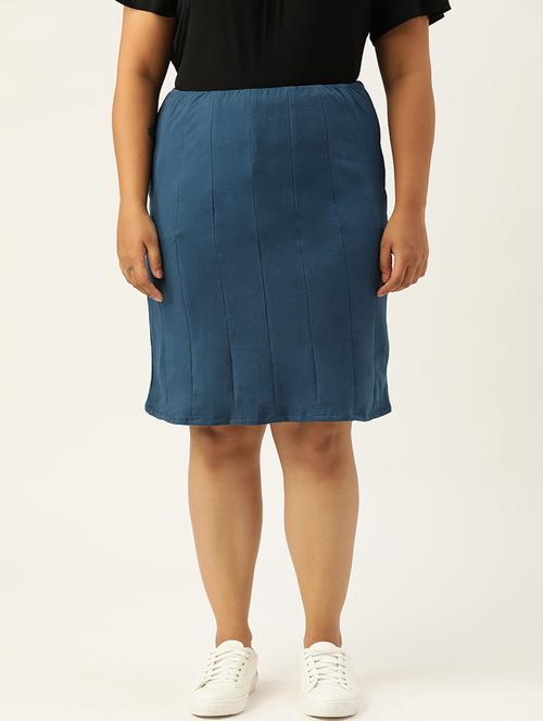 blue cotton blend straight skirts - 20152483 -  Standard Image - 0