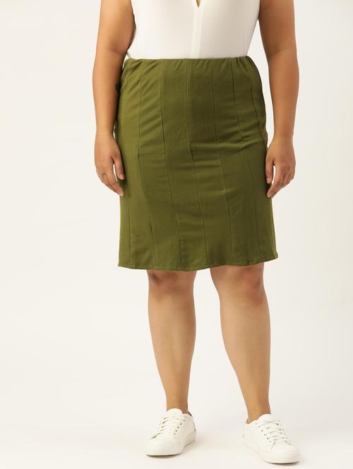 green cotton blend straight skirts - 20152484 - Standard Image - 0