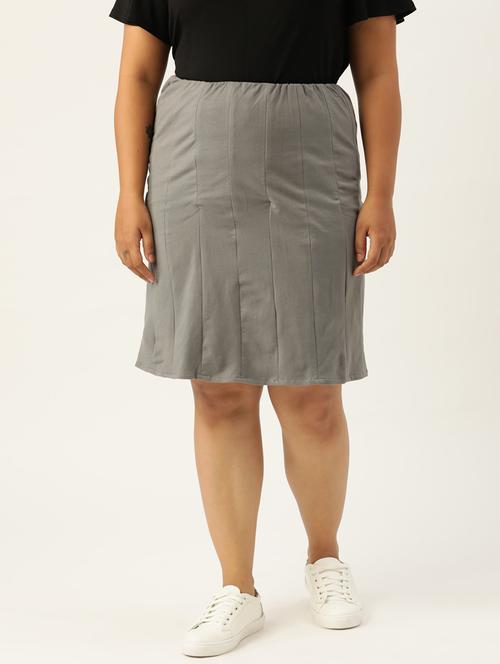 grey cotton blend straight skirts - 20152487 - Standard Image - 0
