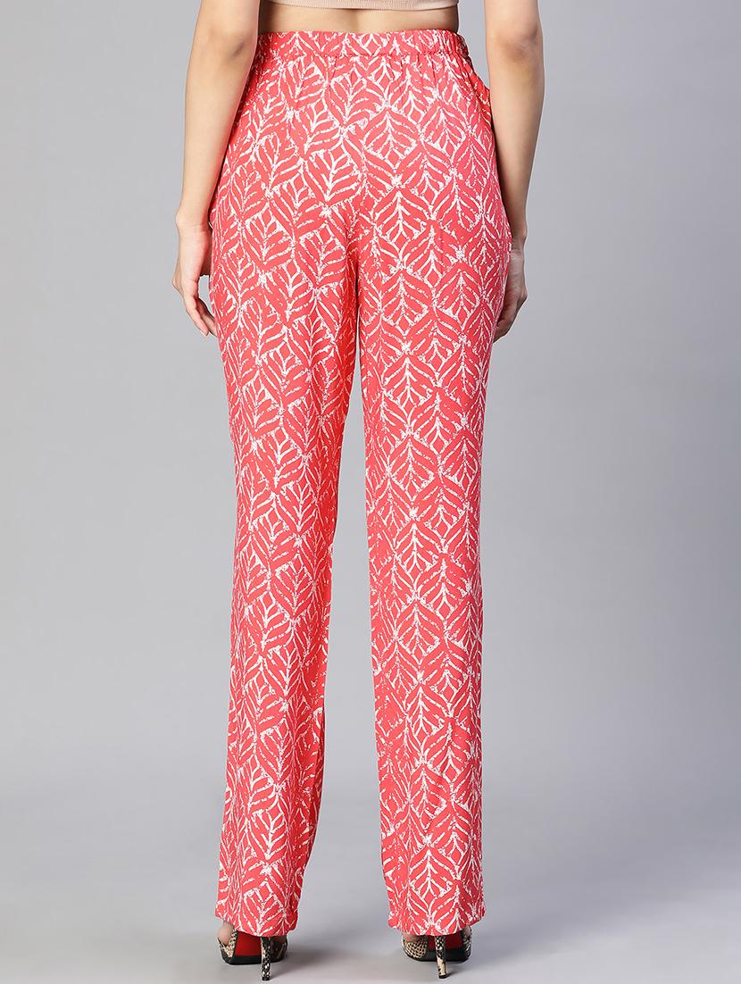 red f=printed flat front trouser - 20152499 - Standard Image - 2