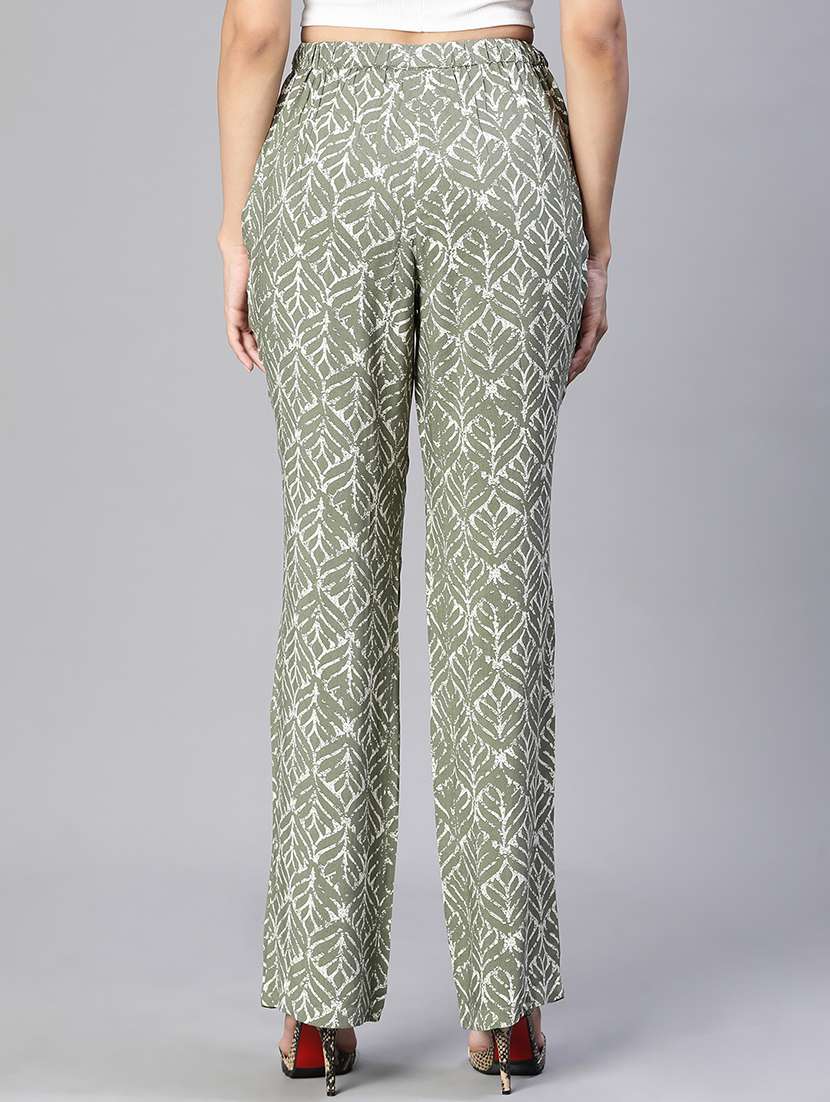 green printed flat front trouser - 20152501 - Standard Image - 2