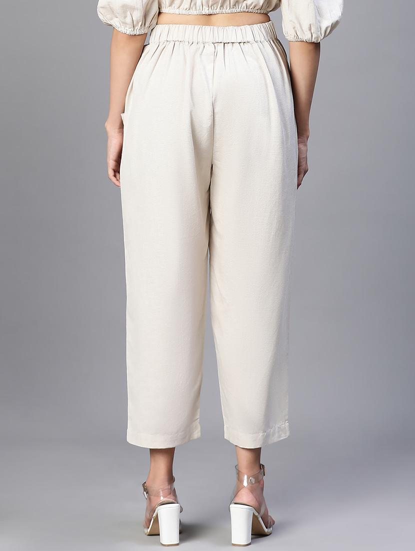 women solid pleated trouser - 20152504 - Standard Image - 2