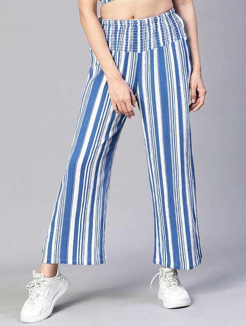 women striped flat front trouser - 20152508 -  Standard Image - 0