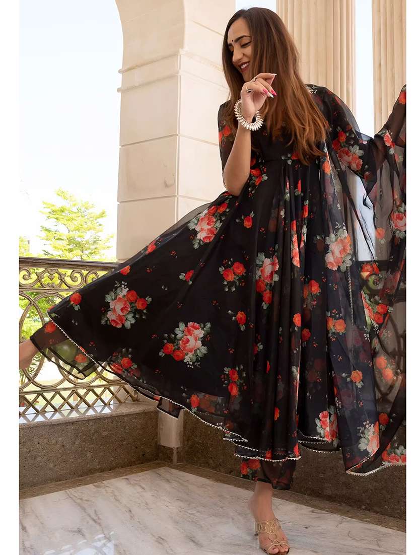 floral printed kurta palazzo set with dupatta  - 20152518 -  Standard Image - 2