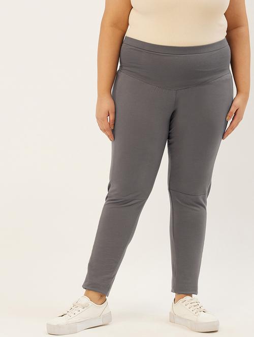 plus size grey solid slim fit trouser - 20152523 -  Standard Image - 0