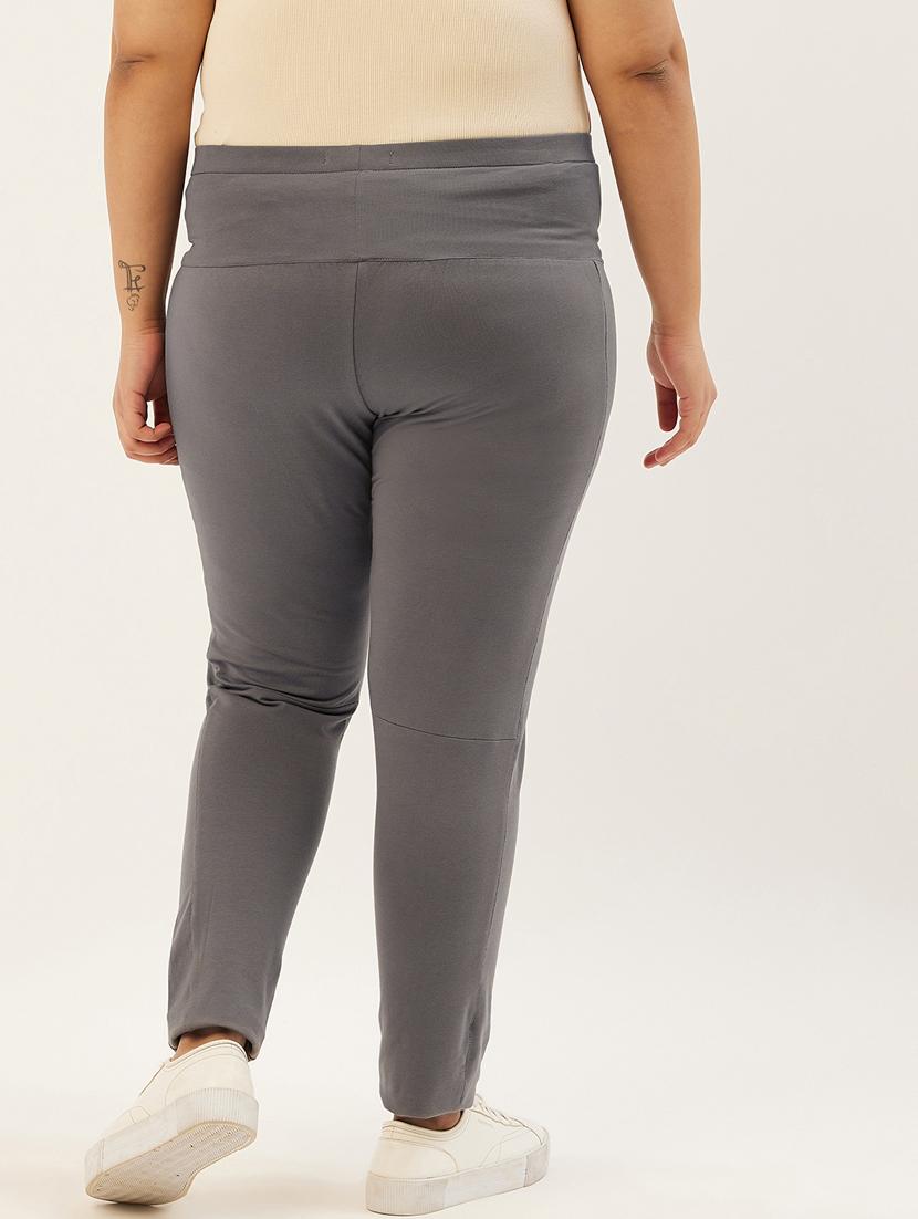 plus size grey solid slim fit trouser - 20152523 - Standard Image - 2