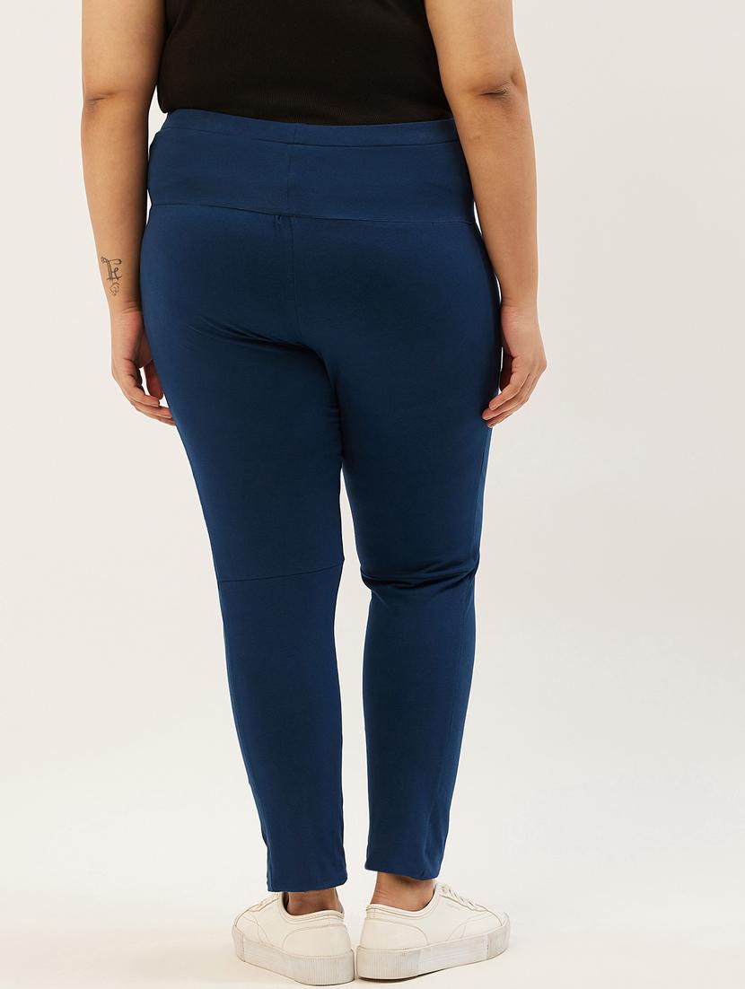 plus size blue solid slim fit trouser - 20152525 - Standard Image - 2