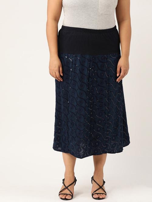 navy blue rayon aline skirts - 20152552 -  Standard Image - 0