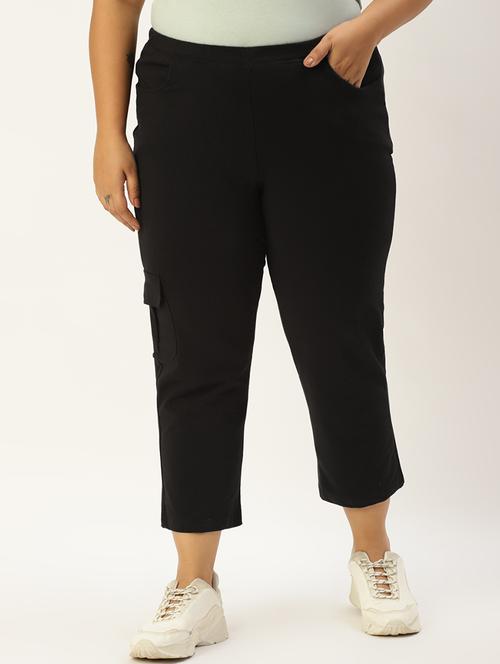 women solid flat front plus trouser - 20152845 - Standard Image - 0